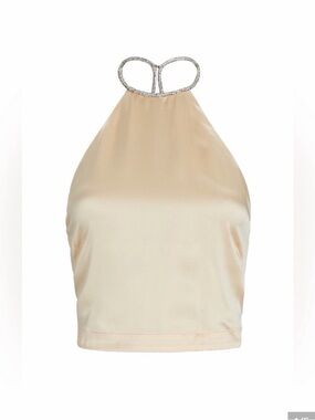 Nwt Backgrounde Nyc Esther Crystal-Embellished Silk-Charmeuse Top white size P